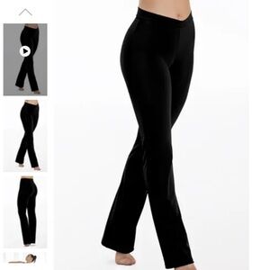 Balera small adult jazz pants V front pull on boot/straight leg black pull on